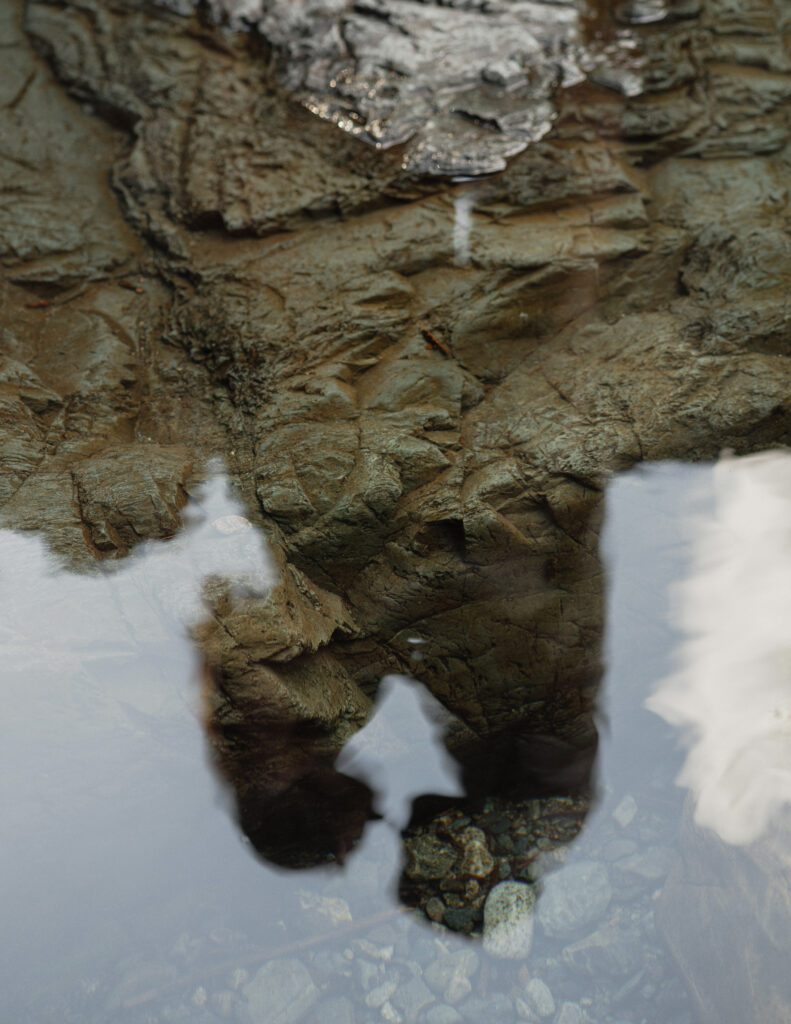 Couple during their engagement session at Myra Falls by Latitude 49 photography