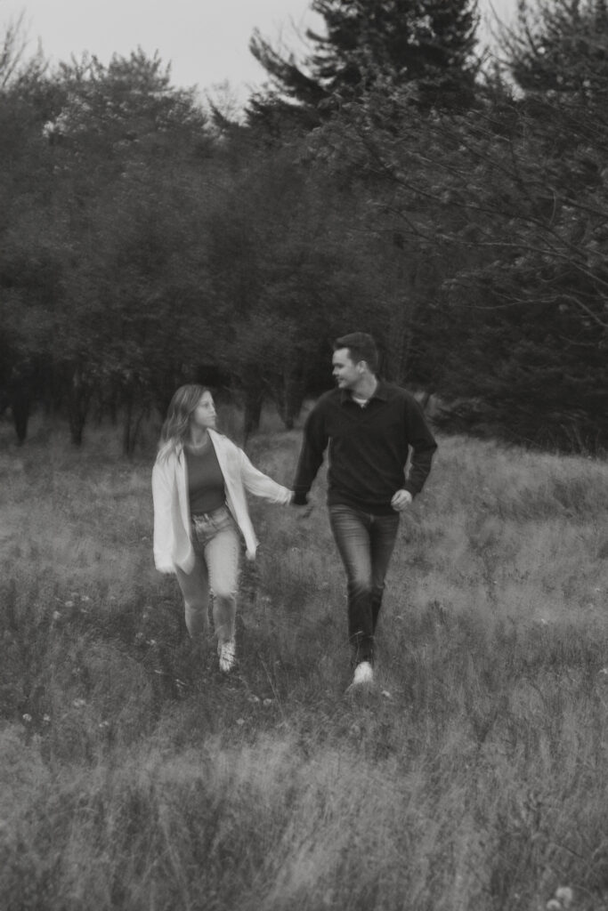Couple during their engagement session near Kye Bay in Comox by Latitude 49 Photography