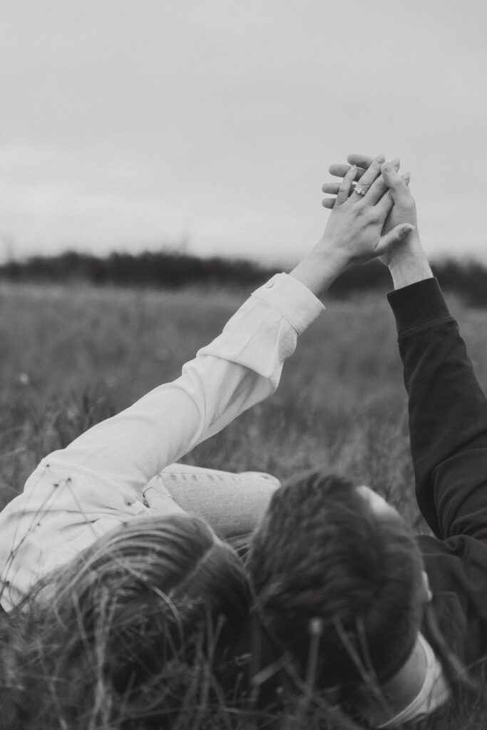 Couple during their engagement session near Kye Bay in Comox by Latitude 49 Photography