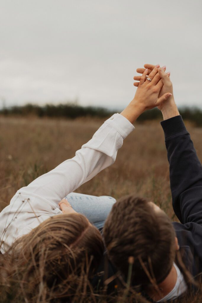 Couple during their engagement session near Kye Bay in Comox by Latitude 49 Photography