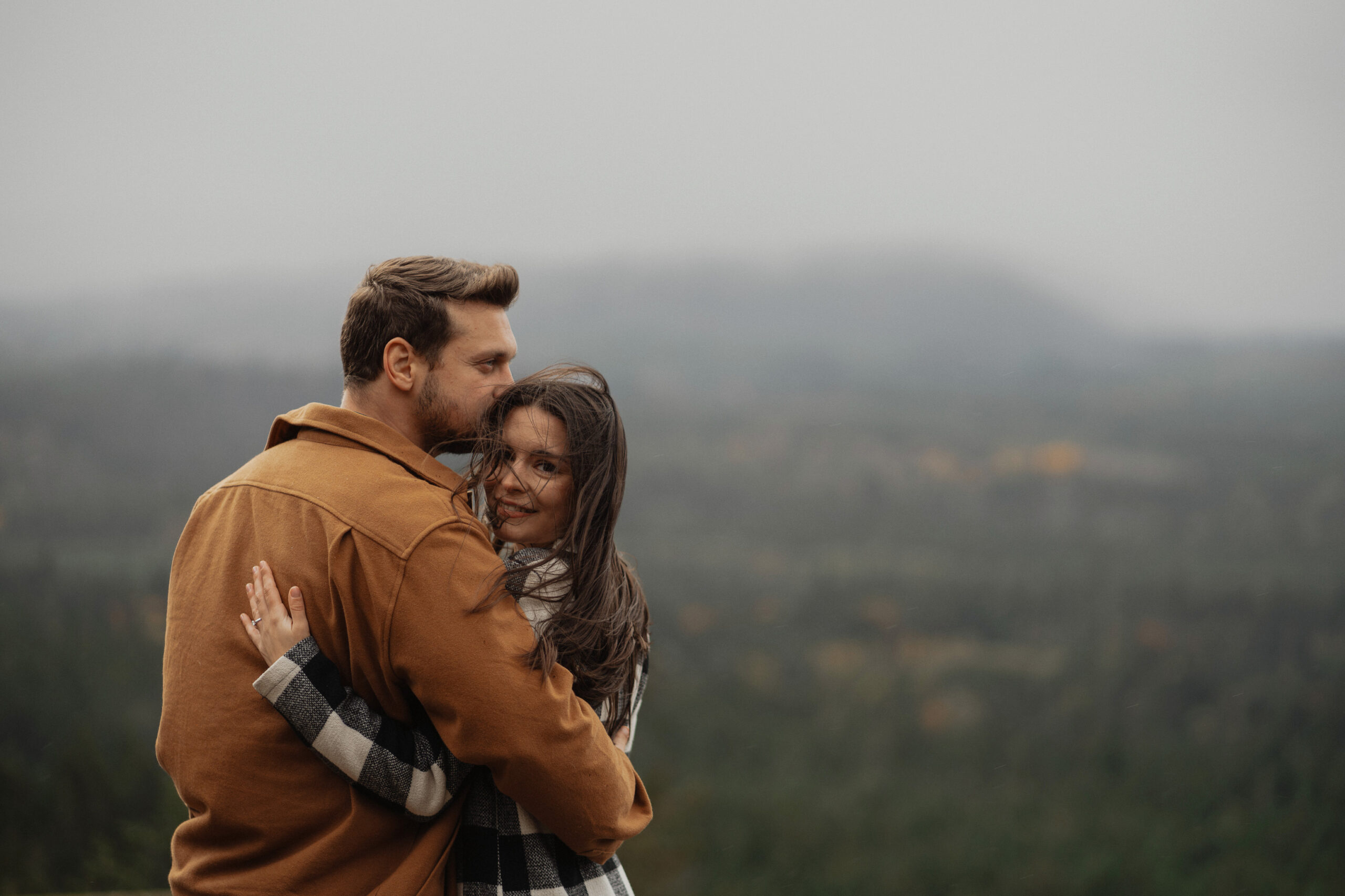 Rayelle and Hans during their engagement session at the Little Mountain lookout in Errington by Latitude 49 photography