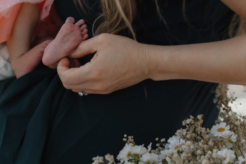 capturing the little details during a new mom's motherhood session