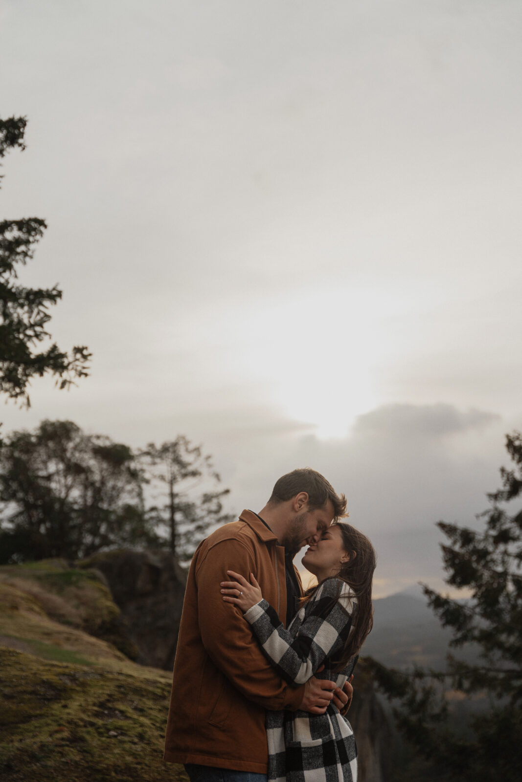 Couple during their engagement session at Little Mountain in Errington by Latitude 49 Photography