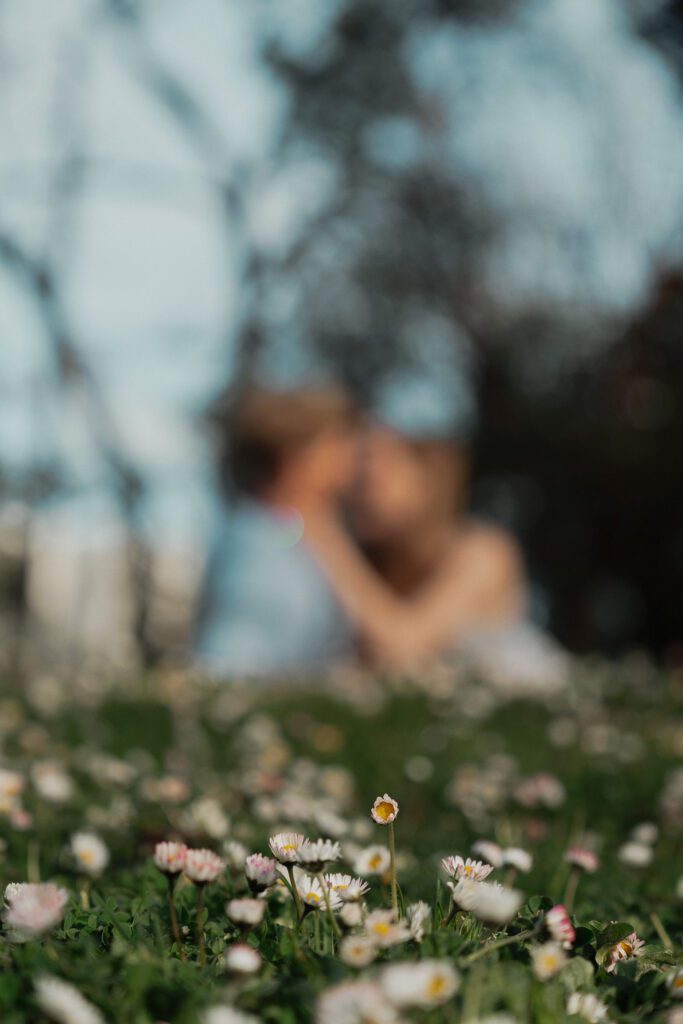 Couple during their engagement session overlooking Victoria at the Gonzales Observatory by latitude 49 photography