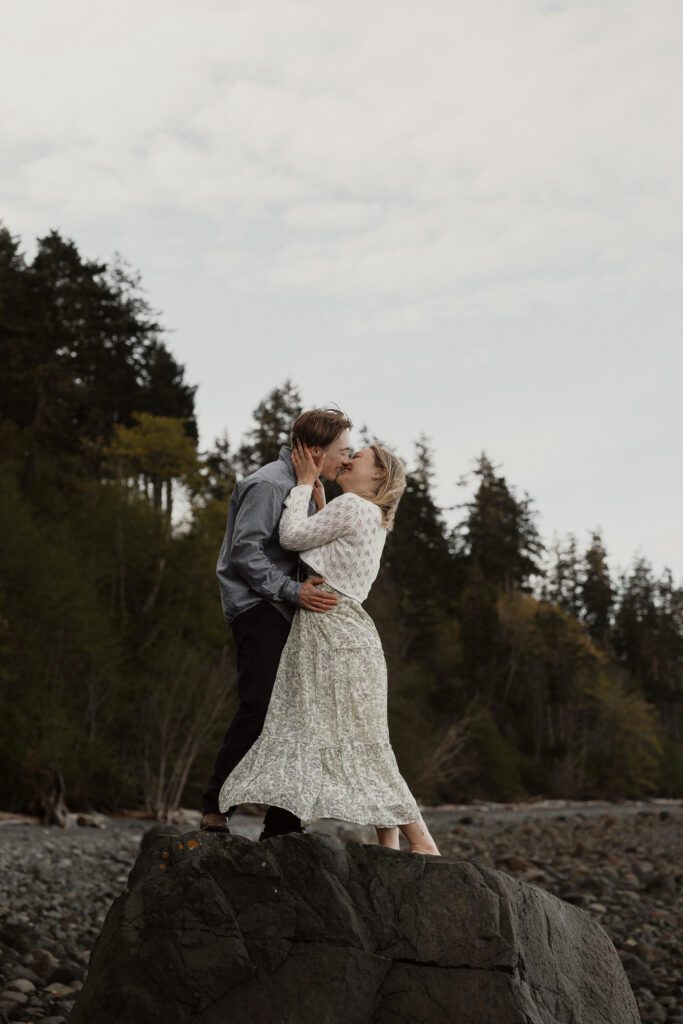 Couple during their engagement session at Seal Bay Nature Park by Latitude 49 Photography