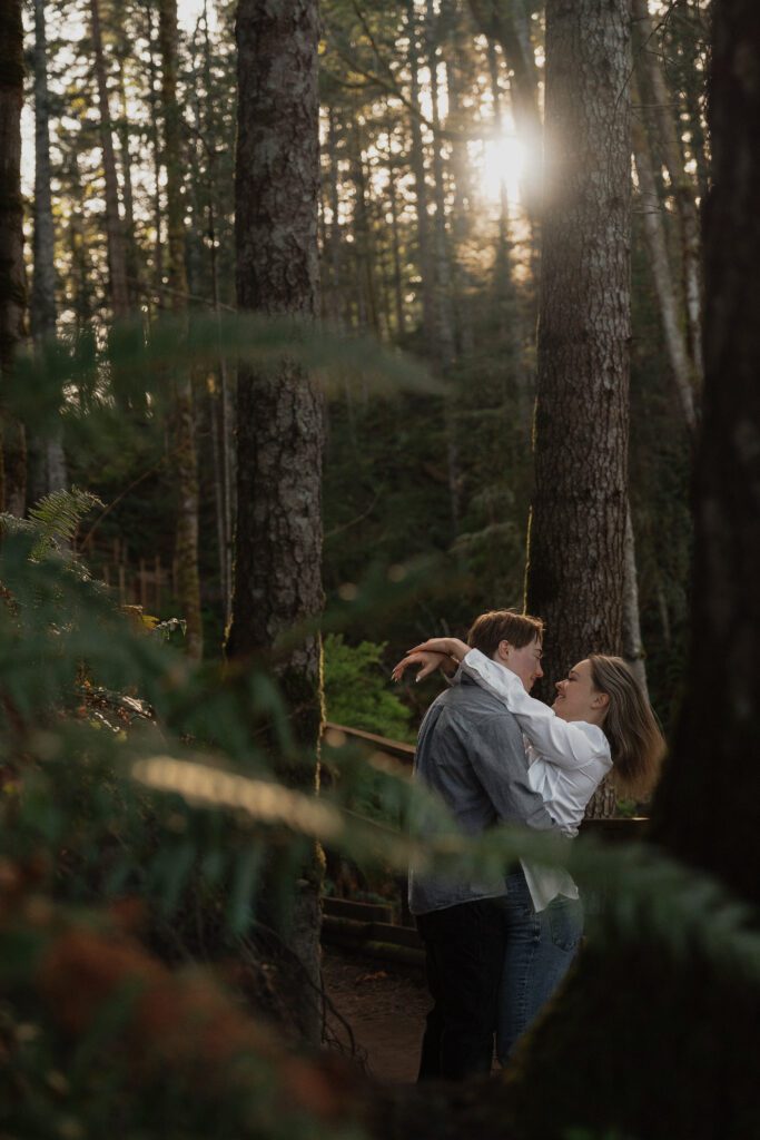 Couple during their engagement session at Seal Bay Nature Park by Latitude 49 Photography