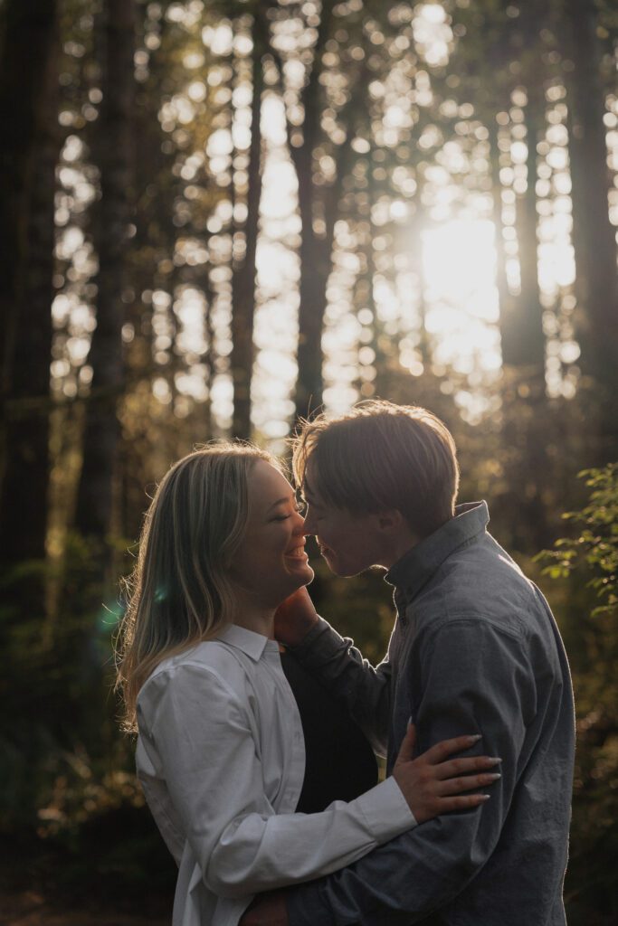 Couple during their engagement session at Seal Bay Nature Park by Latitude 49 Photography