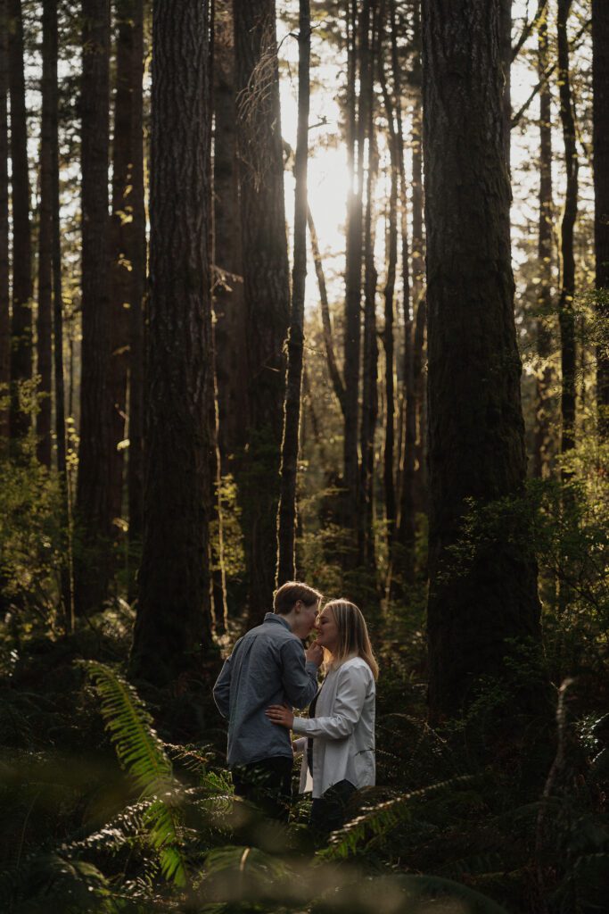Couple during their engagement session at Seal Bay Nature Park by Latitude 49 Photography