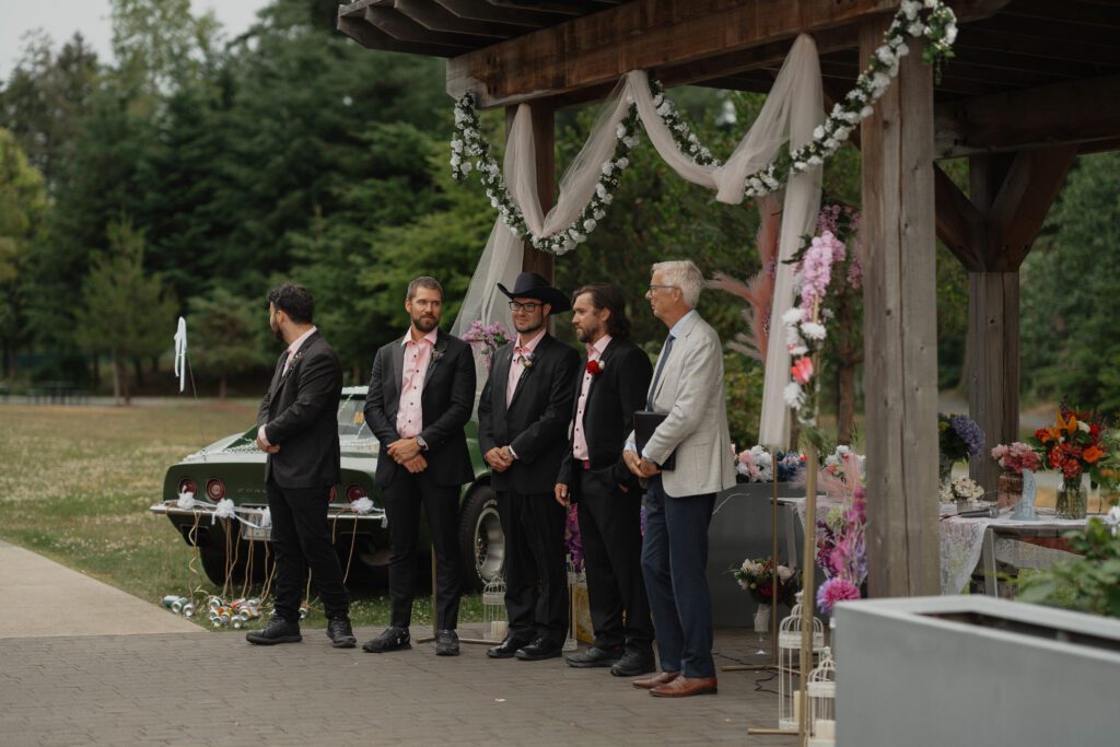 wedding party photos during a palliative bride's wedding at Comox Valley Hospital by Latitude 49 Photography