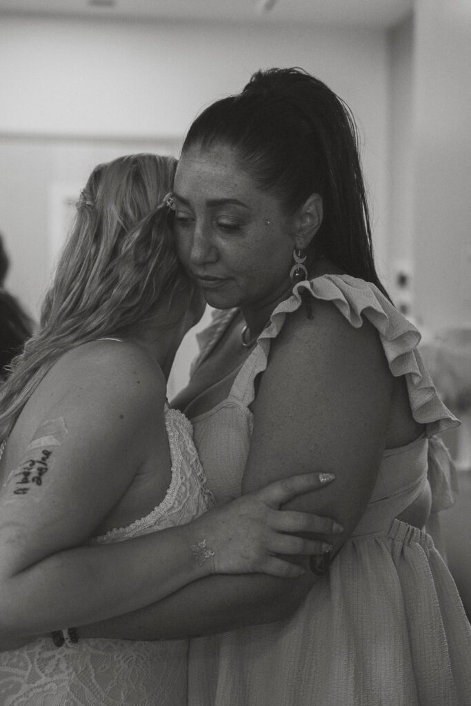 wedding party getting ready photos during a palliative bride's wedding at Comox Valley Hospital by Latitude 49 Photography