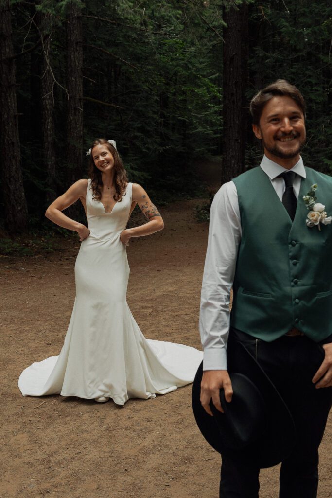 First look wedding portraits at Nymph Falls in the comox valley by latitude 49 photography