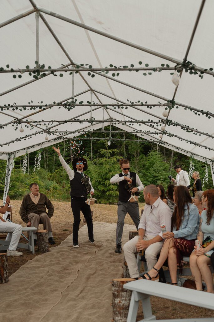 Beer Boys during a back yard wedding at Forbidden Plateau in the Comox Valley by Latitude 49 Photography