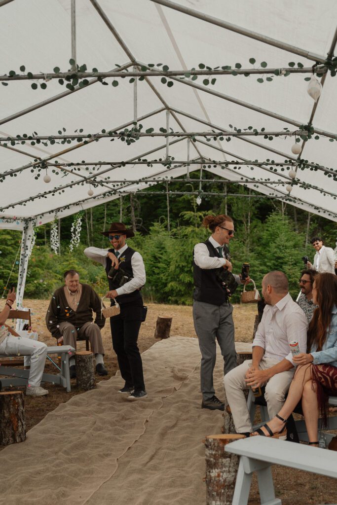 Beer Boys during a back yard wedding at Forbidden Plateau in the Comox Valley by Latitude 49 Photography