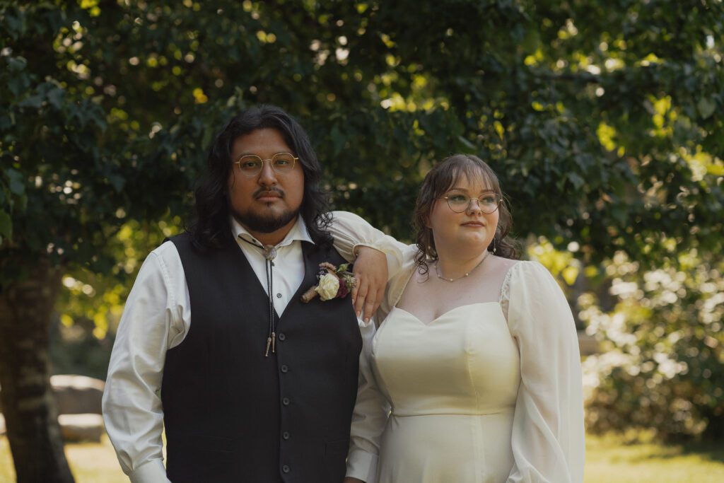 wedding portraits during a back yard wedding in Merville by latitude 49 photography