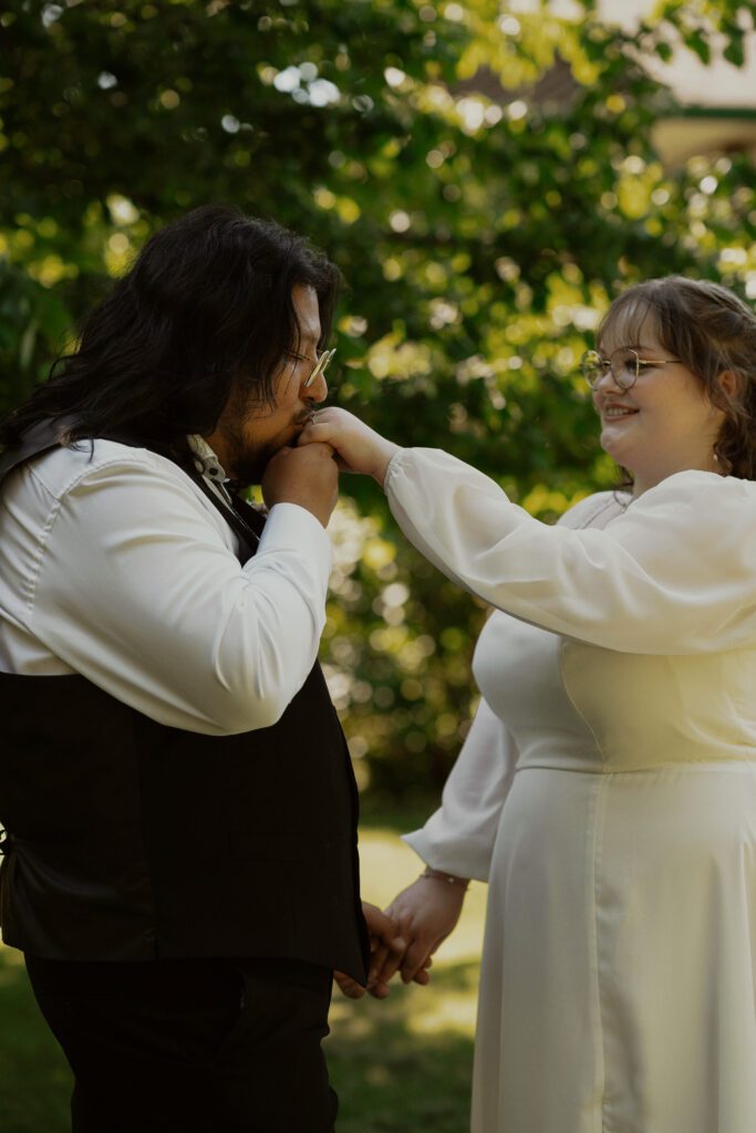 wedding portraits during a back yard wedding in Merville by latitude 49 photography