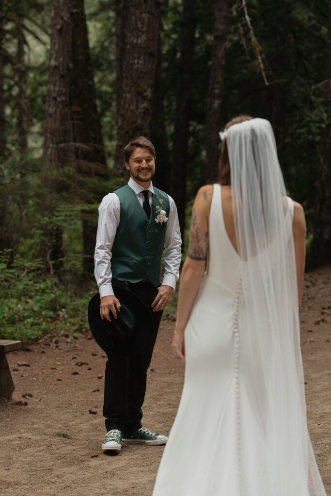 First look wedding portraits at Nymph Falls in the comox valley by latitude 49 photography