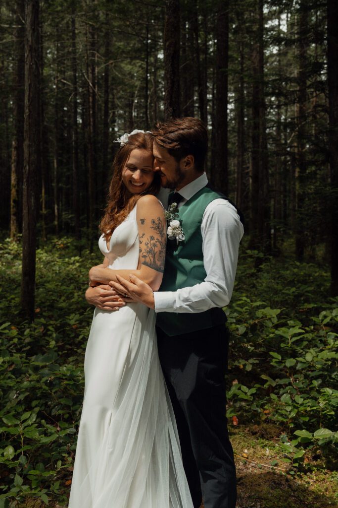 First look wedding portraits at Nymph Falls in the comox valley by latitude 49 photography