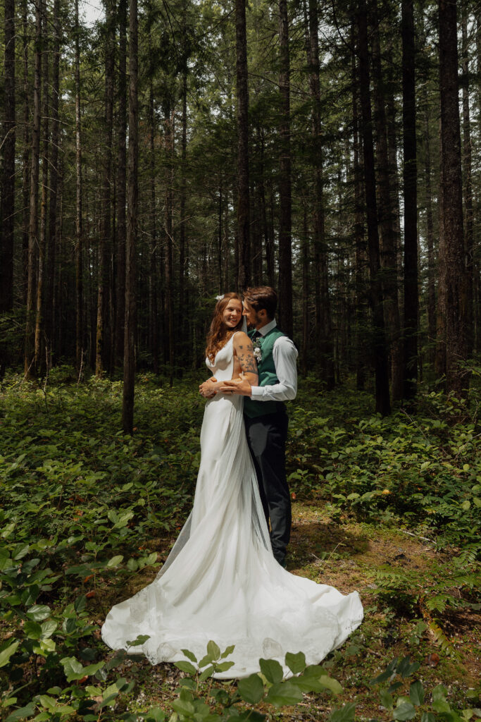 First look wedding portraits at Nymph Falls in the comox valley by latitude 49 photography