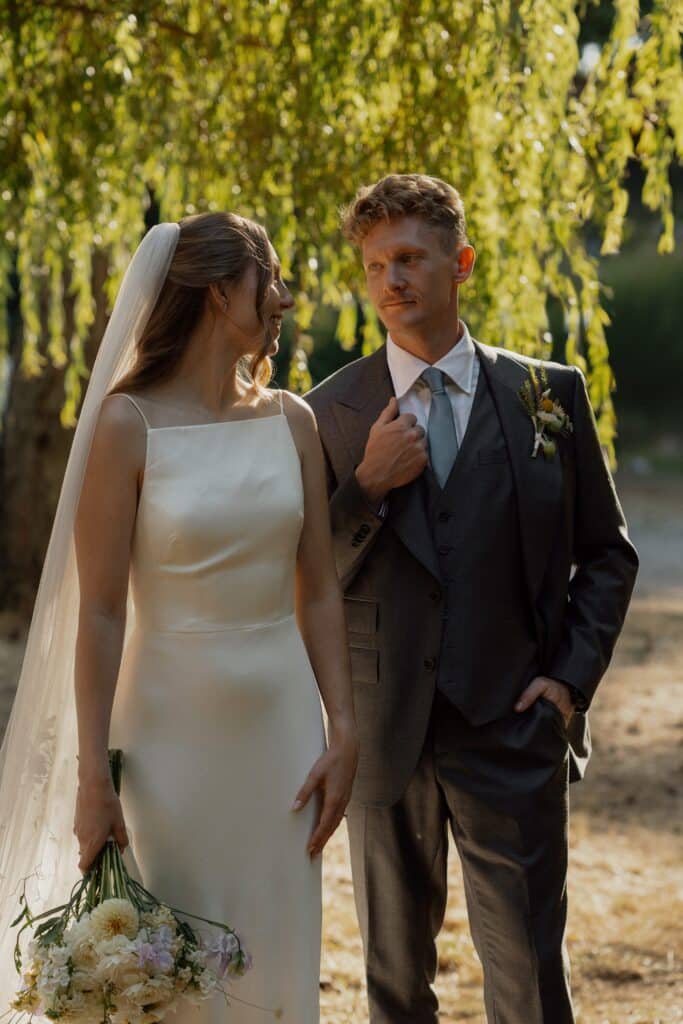 Bride and groom on their wedding day at heritage acres in saanichton by latitude 49 photography
