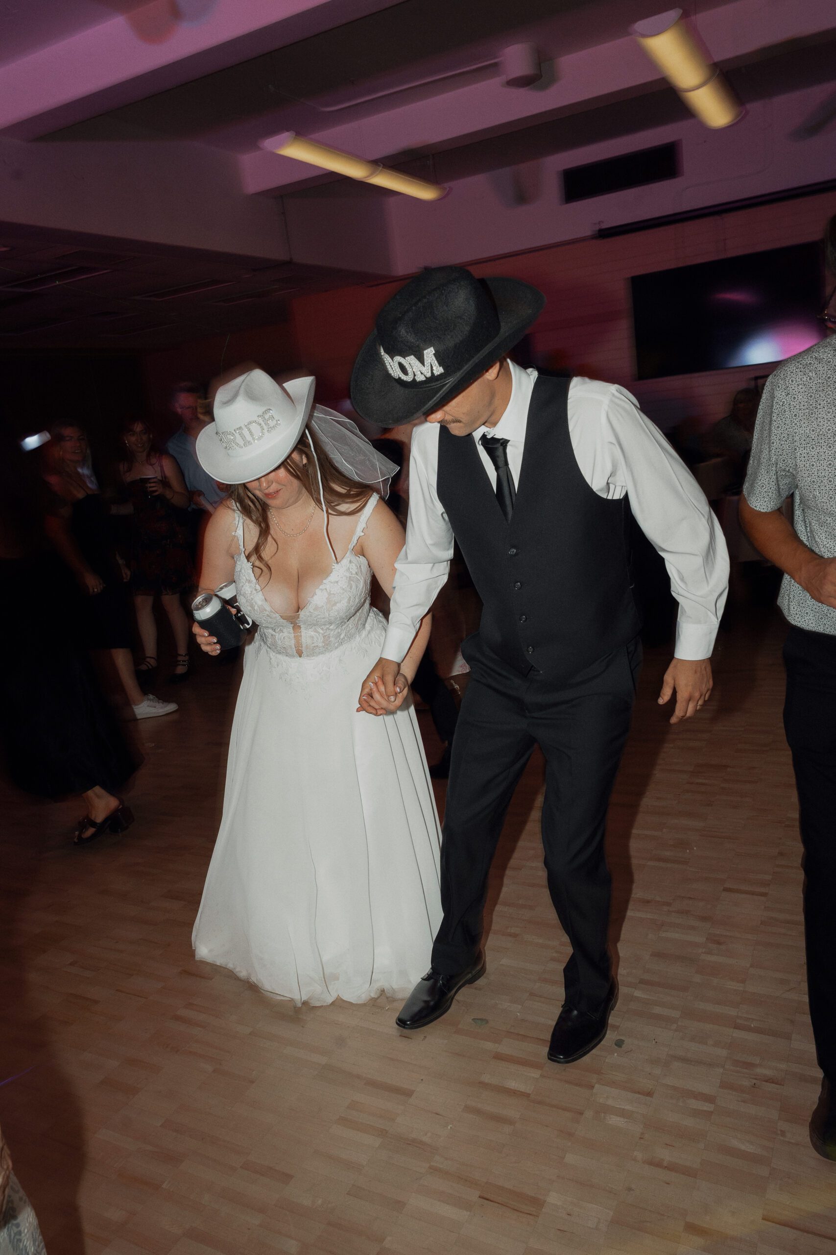 Bride and Groom Dancing at the end of their wedding in Nanaimo by Latitude 49 Photography