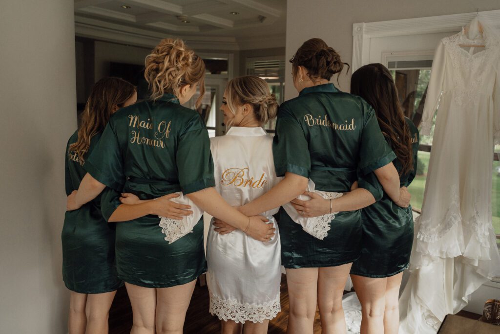 bride getting ready with her friends