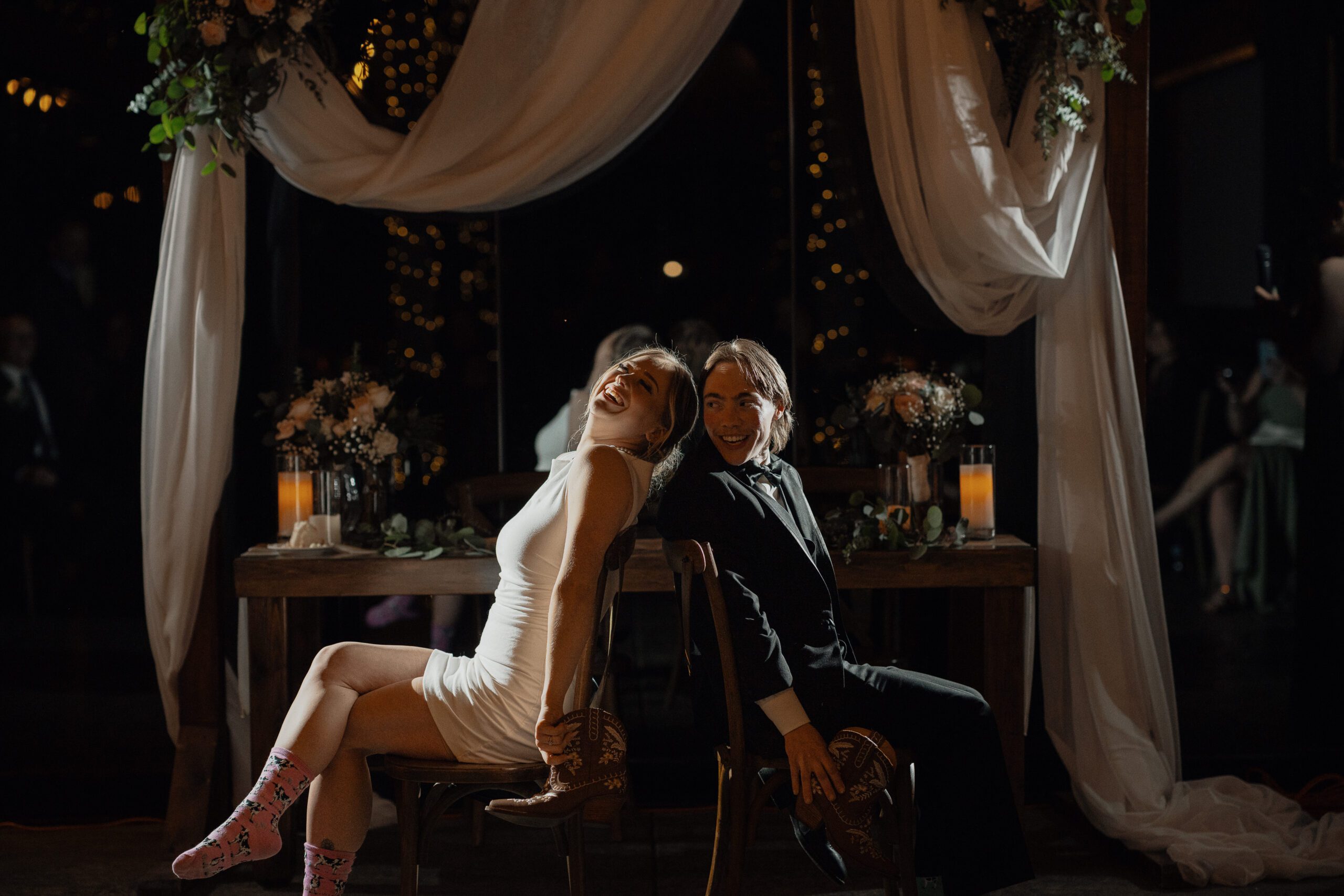 Shoe game during a couples wedding at 40 Knots winery by Latitude 49 Photography