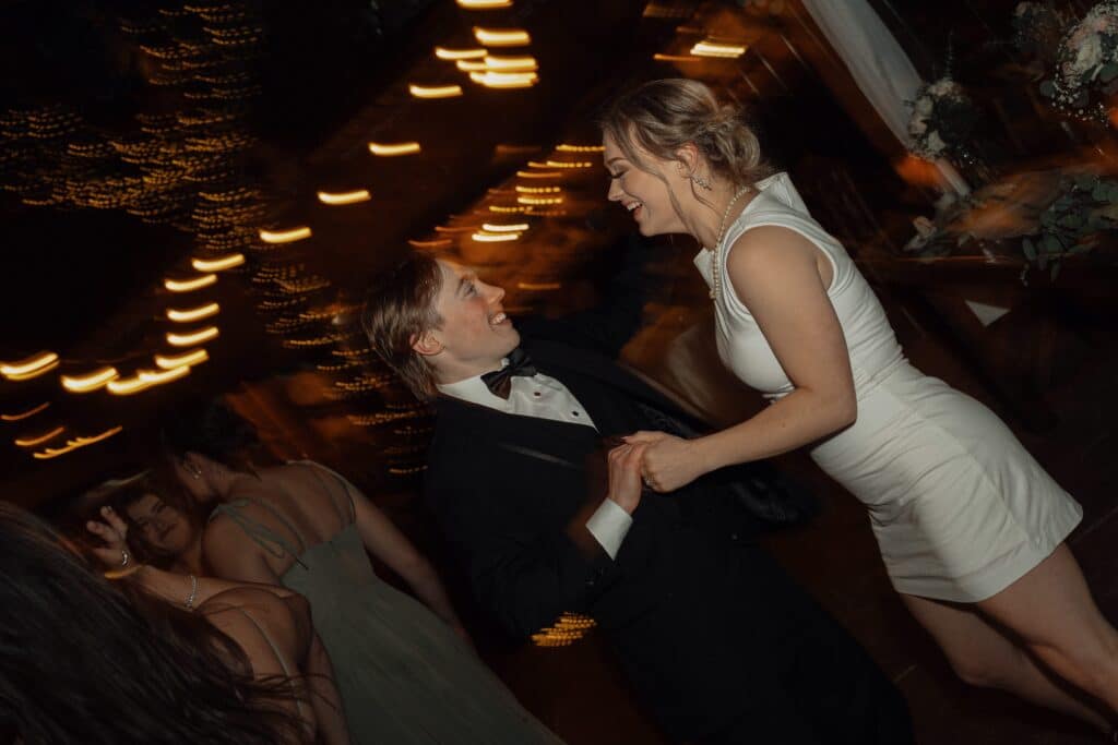 Bride and Groom Dancing at the end of their wedding