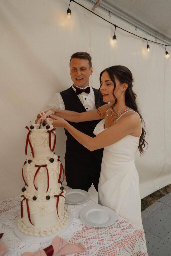 Cake by Darling Cake Co and cake cutting portraits Caleb Pike Heritage Park in Victoria by Latitude 49 Photography