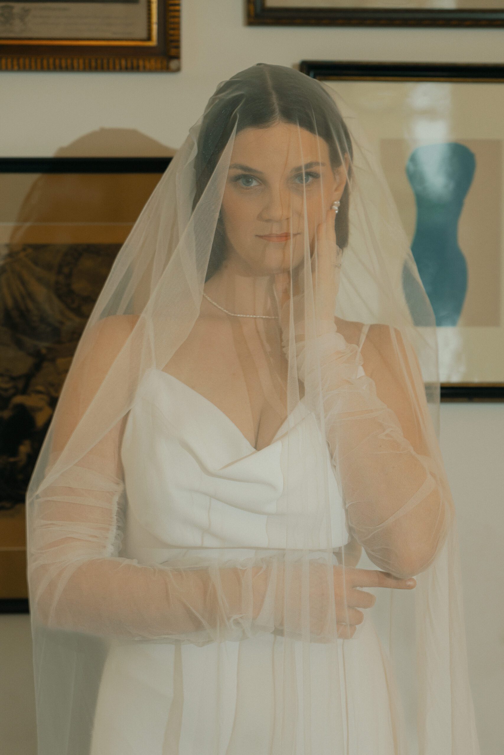 Bride under her veil with off cameral flash by Latitude 49 Photography in Coombs