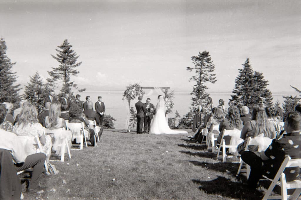 35mm black and white of a wedding ceremony